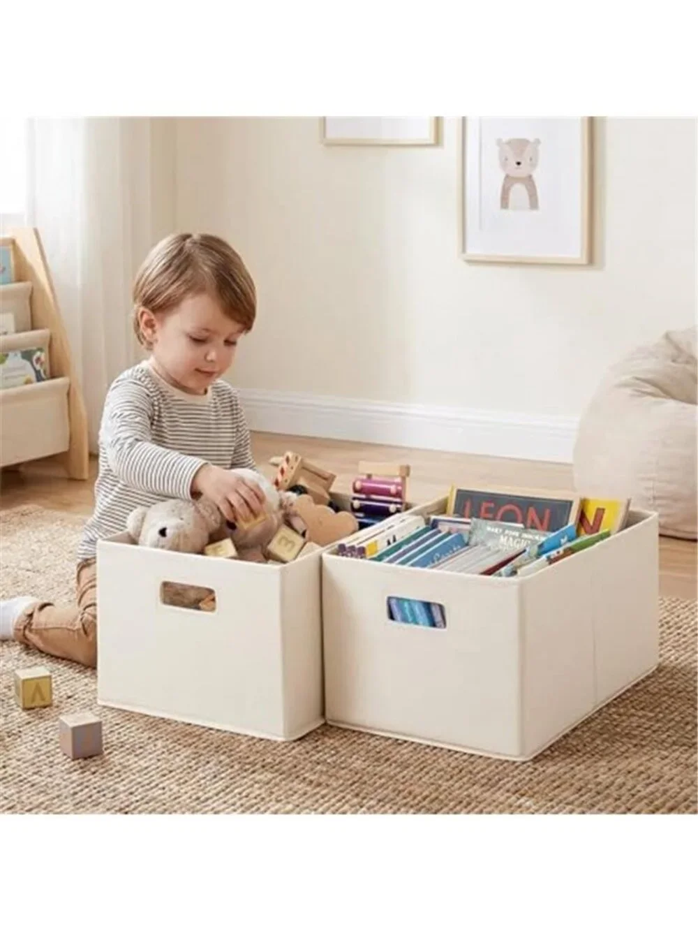 Fabric Storage Bins for Shelves, Large, 2-Pack Basket for Organizing Clothes
